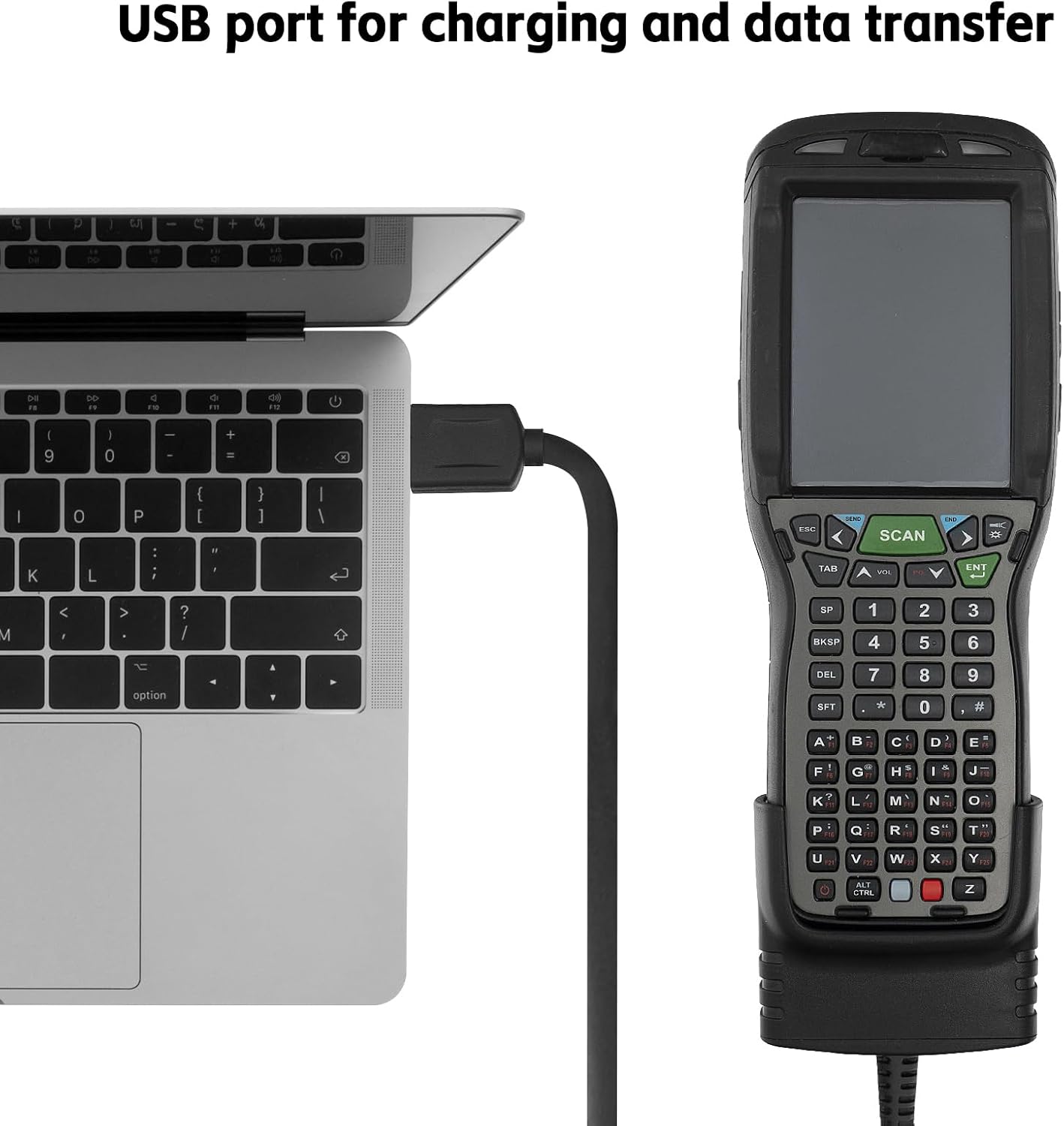 99EX USB Communications Cable with Charging Port for Dolphin 99EX 99GX Barcode Scanner, USB Port for Data Transfer and Need to Connect 3mm Round Hole Adapter 5V/3A for Charging (99EX-USB-1)