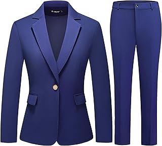 Women's Suit Set One Button Notched Lapel Blazer & Elastic Waist Pants for Office Formal Business Professional Wear