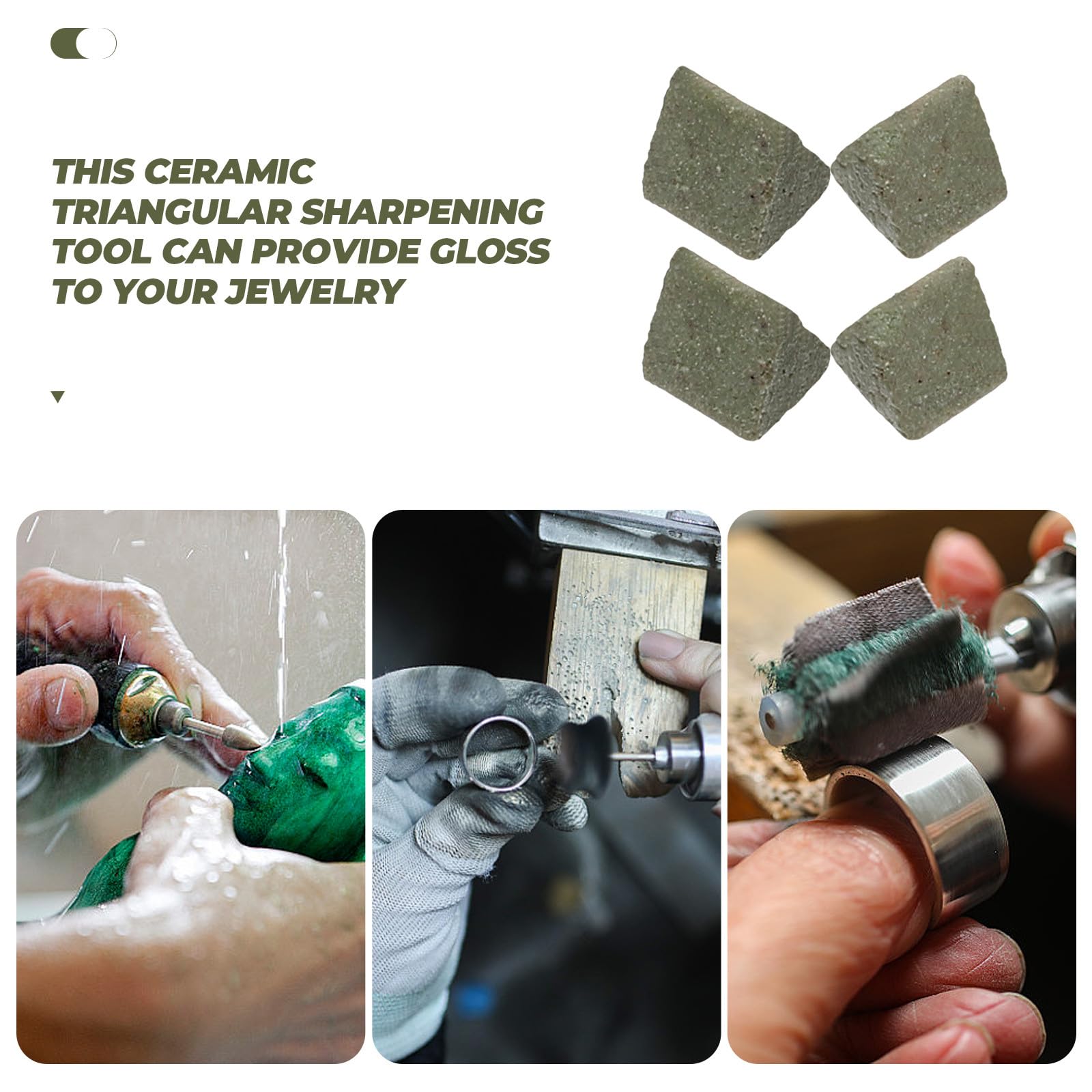 Triangulaire Abrasif en Céramique de Carbure pour Polissage Fin et Ponçage, 450 G, pour Perles Rondes et Cristaux Mixtes à Domicile ou Boutique de Bijoux