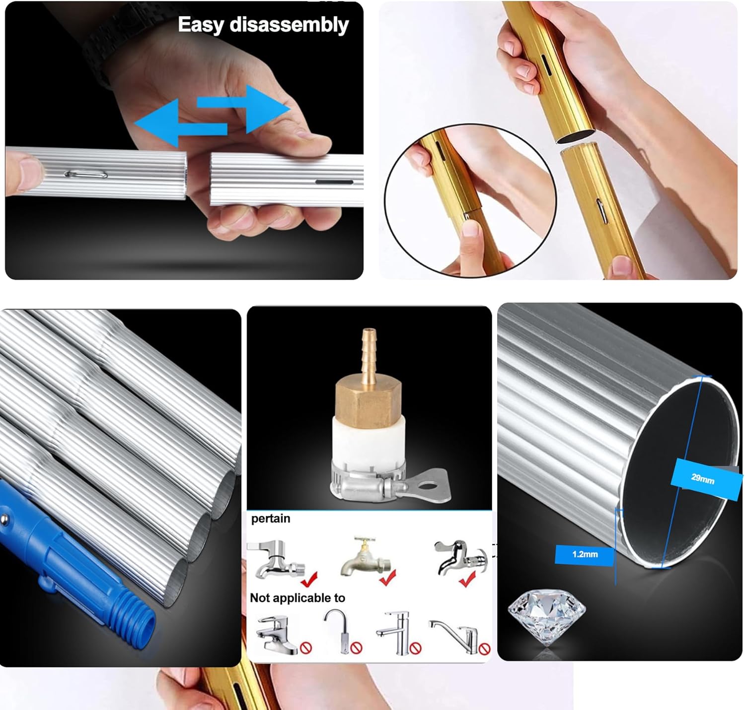 Adjustable Solar Panel Cleaning Kit - Water Fed Pole & Brush for Efficient Window Cleaning | Ideal for Home & Professional Use