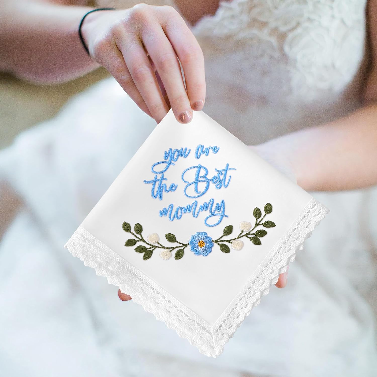 HOULIFE Lace Handkerchiefs for Women, Embroidered White Cotton Hankies for Ladies Women, Mom Gift from Daughter Son - Image 2