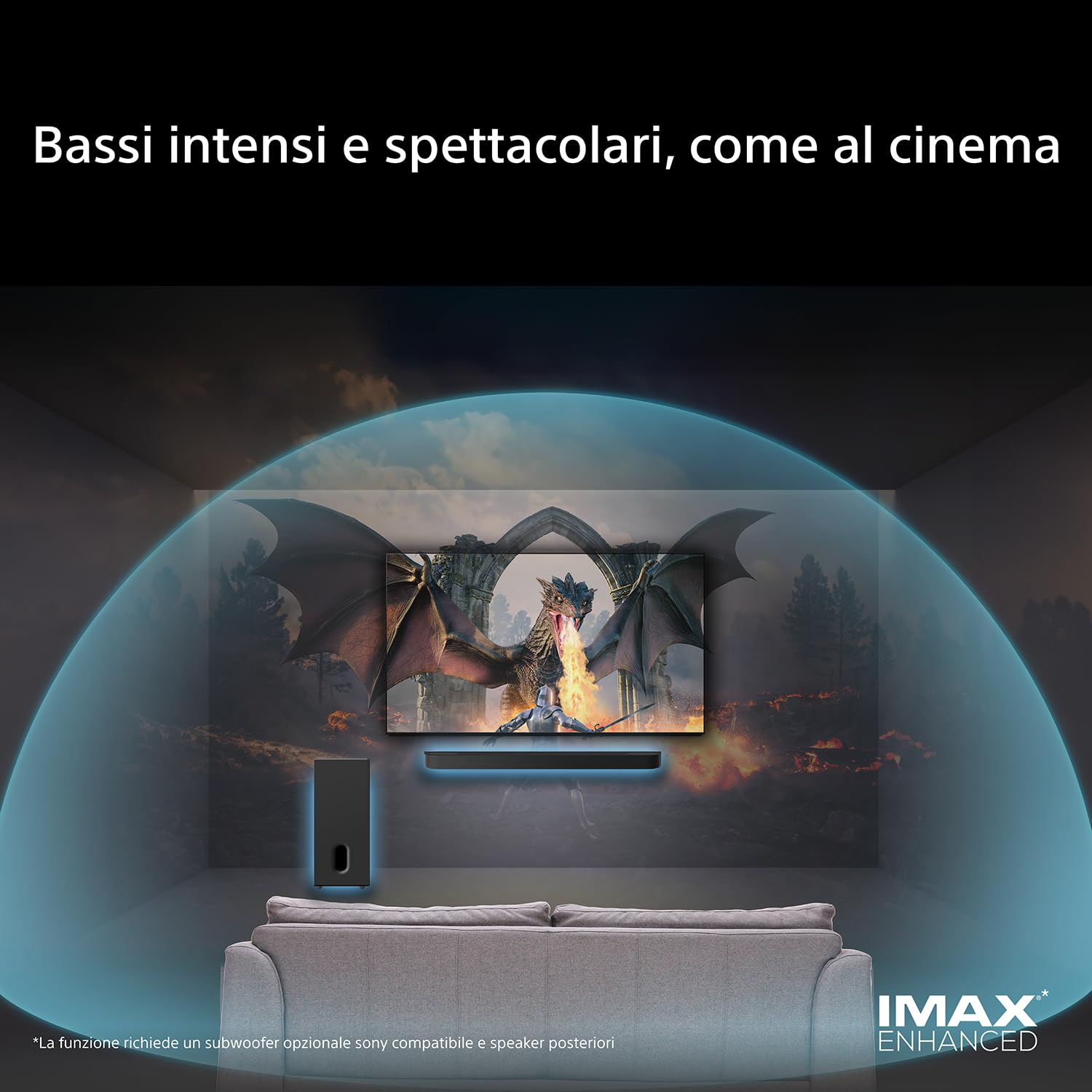 Sony BRAVIA Theatre Sub 8, subwoofer wireless da 300 W per soundbar/sistemi audio home theater, compatibile con HT-A9M2 / A8 / A9000 / A8000 / A7100, SA-SW8, modello 2026