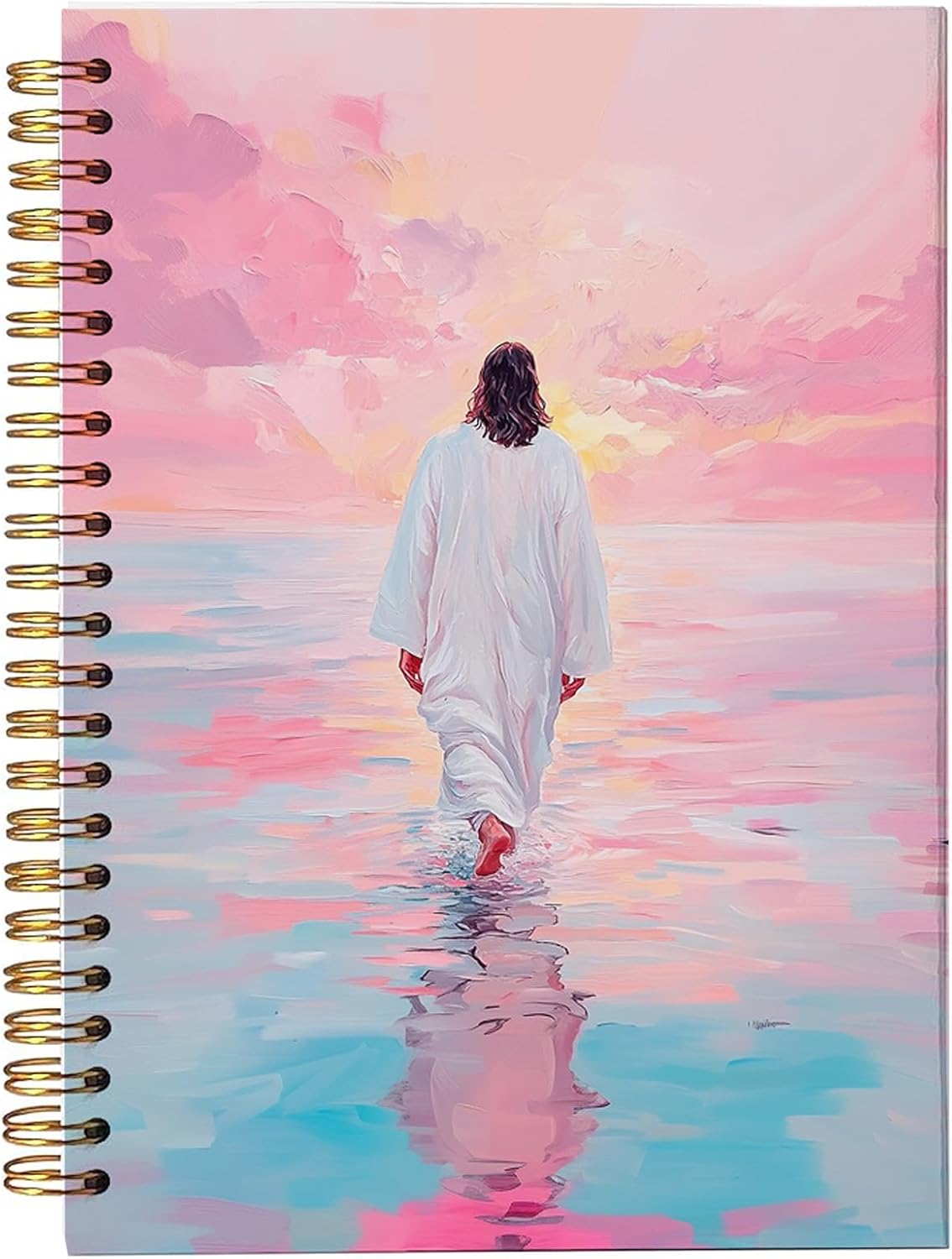 Jesus Christ Spiral Notebook, Jesus Christ Walking on Water, Church Notes Journal, I Will Walk With Christ LDS, Home & Office, Spiral Bound 5.5x8.3