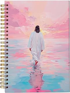 Jesus Christ Spiral Notebook, Jesus Christ Walking on Water, Church Notes Journal, I Will Walk With Christ LDS, Home & Office, Spiral Bound 5.5x8.3