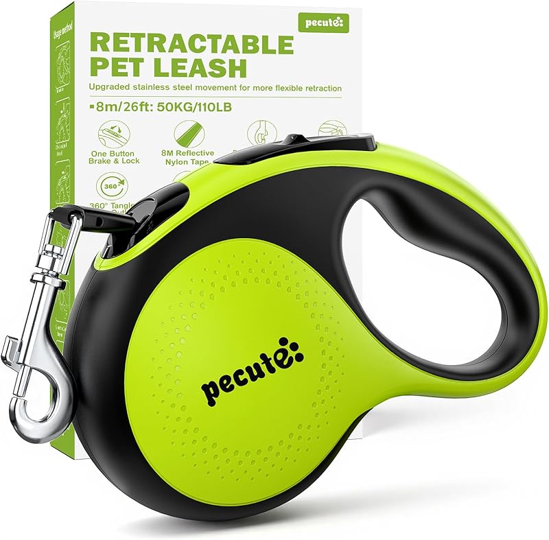 Pecute Laisse Chien Enrouleur 8m, Laisses Rétractables pour Chiens(Jusqu'à 30Kg), avec Un Boutton S'