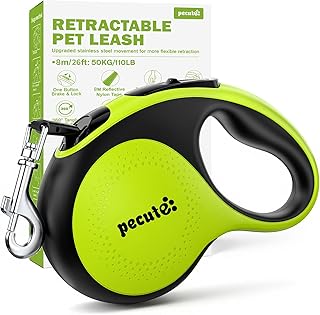 pecute Hundeleine 8m, Rollleine für Hunde, 360° Verhedderungsfreier Leinenverlängerung, Anti-Rutsch-Griff und Schnellbremsknopf, Geeignet für Hunde bis zu 50kg Gewicht