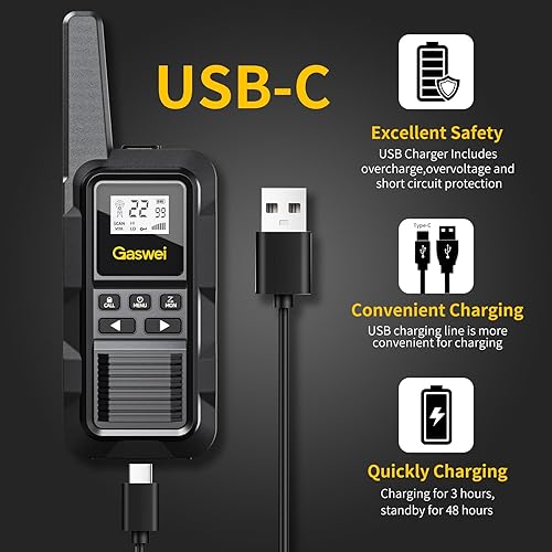 Miniatura 7 de G2pro Walkie Talkies de largo alcance para adultos, impermeable, resistente a los golpes y recargable, radio bidireccional con VOX 2 unidades (negro)