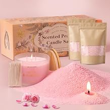 REISEN 3.3lb Pink Candle Sand Wax Set, Rose Pearled Candle with 50 Wicks & 16oz Empty Candle Jar, Sand Candle Craft Kit for DIY Candle Making, Ideal for Home Decor, Gifts & Relaxation