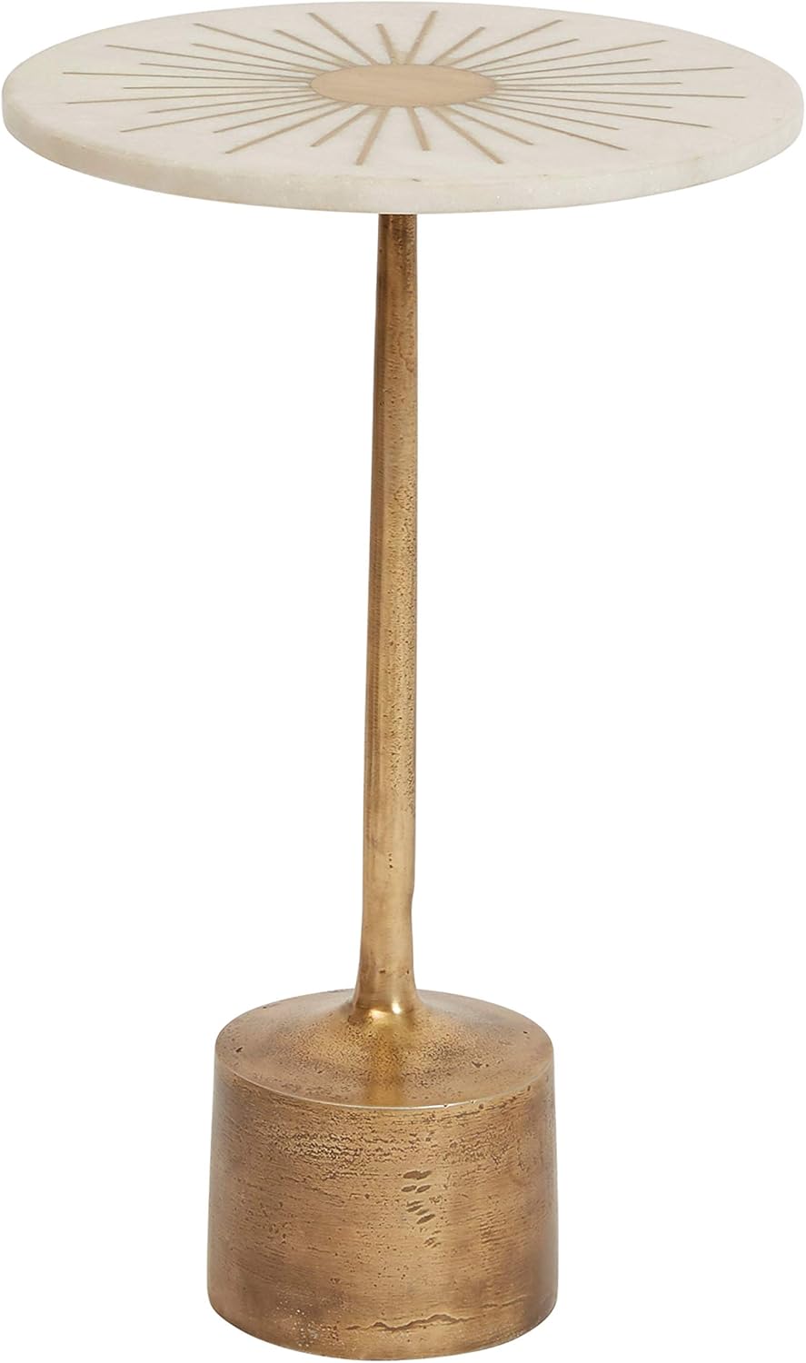 Creative Co-Op 12" R Marble & Metal Sunburst Pedestal Base Table, Gold : Home & Kitchen