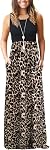 WNEEDU Womens Maxi Dress Summer Sleeveless Dress Casual Long Swing Dresses with Pockets