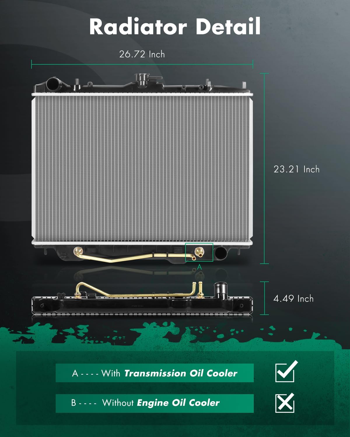 SCITOO Engine Coolant Radiator Assembly for Honda Passport 1998-2002 & for Isuzu Amigo Rodeo Sport 3.2L 3.5L, Replace 2195