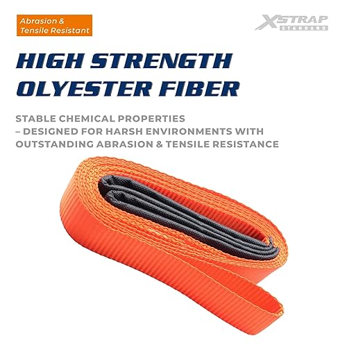 Miniatura 36 de XSTRAP STANDARD Paquete de 2 correas de tela de elevación de 1 pulgada x 8 pies, extremo protector de desgaste, eslinga de elevación de ojos plana