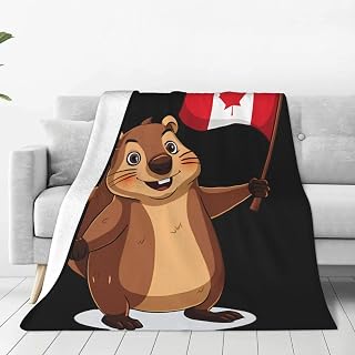 Groundhog Canada Canadian Flag Blanket Soft Cozy Flannel Throw Blanket Warm Lightweight Blankets Gifts Unisex 50"X40"