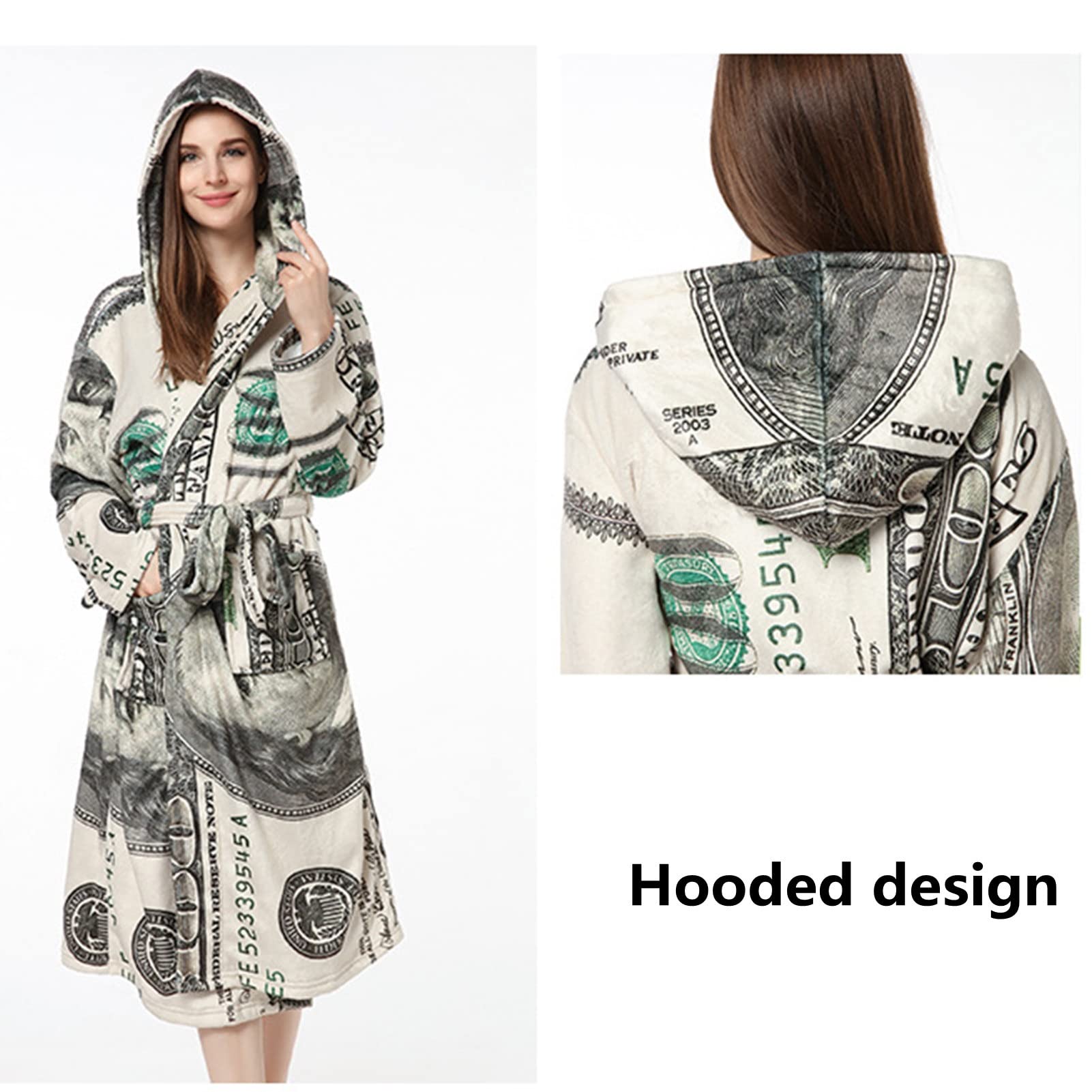 Badjas Met Capuchon Voor Heren En Dames, Winterbadjas Voor Stellen Voor Dames, Teddy-Oor Loungewear Superzacht Pluizig, Flanellen Fleece Lang Gewaad, Dikker Plus Fluweel,Blauw,L