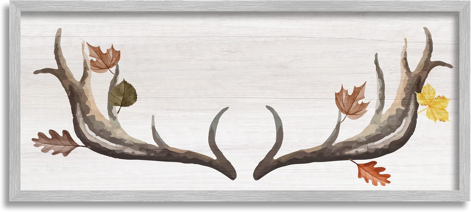 Stupell Industries Fall Leaves Woodland Antlers Framed Wall Art, Design by Lil' Rue