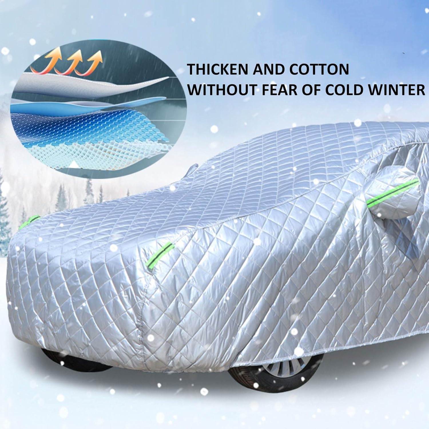 Thickened Cotton Hail Protector Car Cover Outdoor for Ford Edge 2009 2010 2011 2012 2013 2014 Covers,Breathable All-weather Anti Hail Car Cover UV-proof Rain-proof Scratch-proof(477*192*170 cm,Silver)