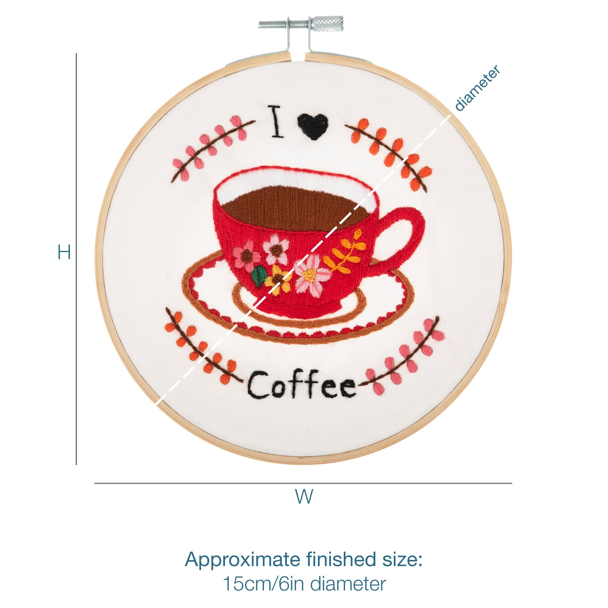 Trimits Embroidery Hoop Kits, 15cm 6” Beginner Starter Set, Includes Bamboo Hoop Threads Cloth Needle Backing & Instructions - Image 3