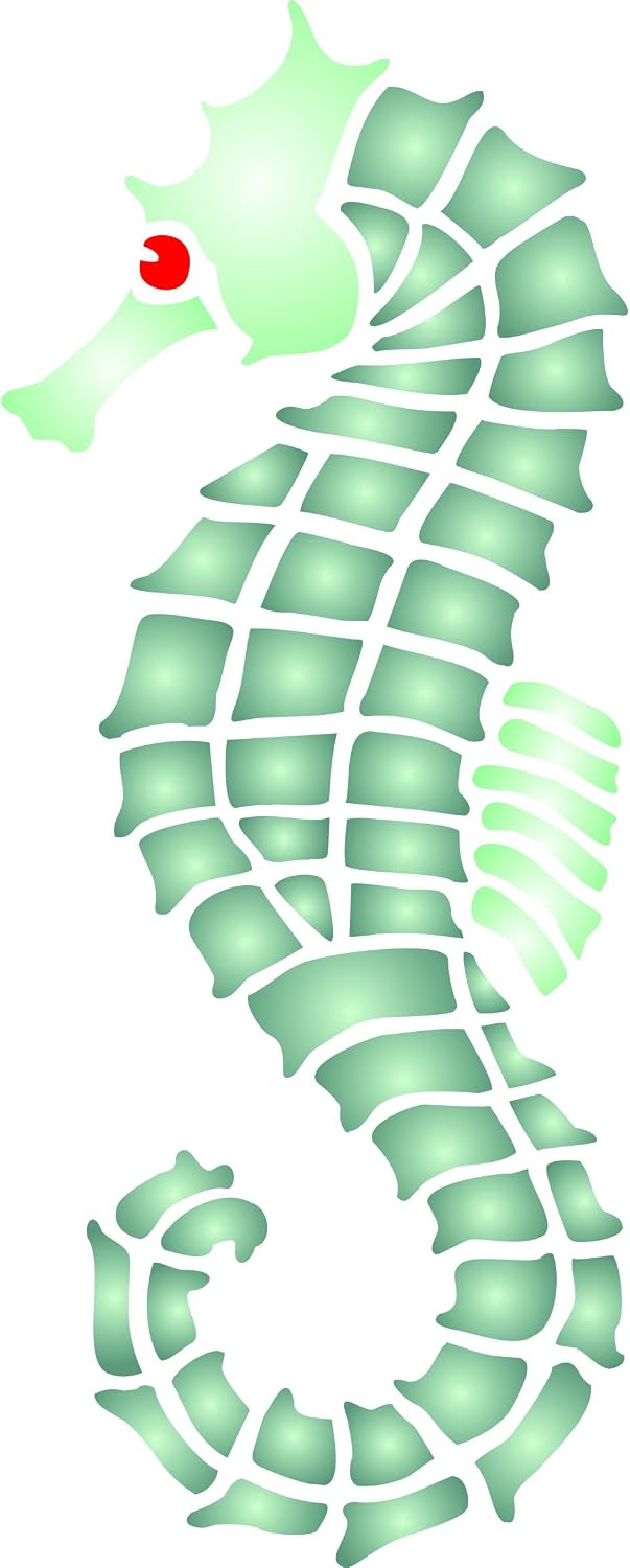 Seahorse Stencil, 6 x 14 inch (M) - Sea Ocean Nautical Seashore Reef Stencils by CRAFT KREATIVELY