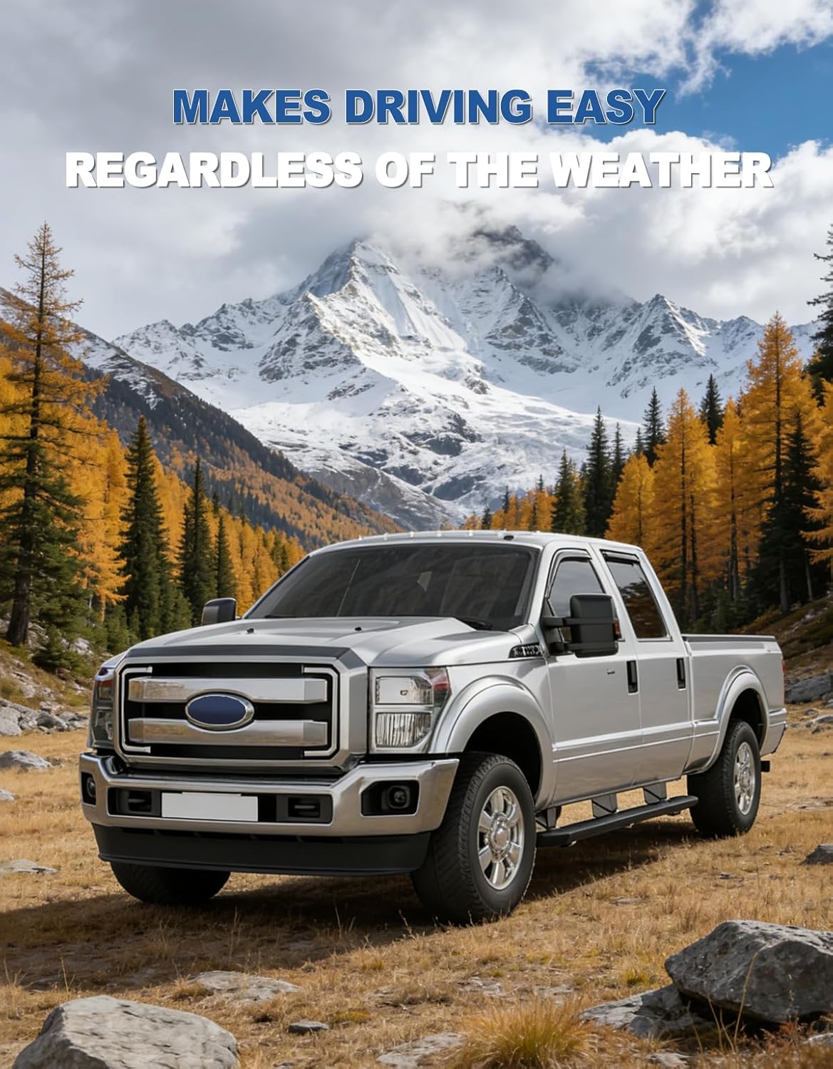 in-Channel Window Rain Guards Fit for 1999-2016 Ford F250-F550 SuperCrew,Rain Guards Visors Vent Visors Window Deflector, Vent Shades Car Accessories -4 pcs