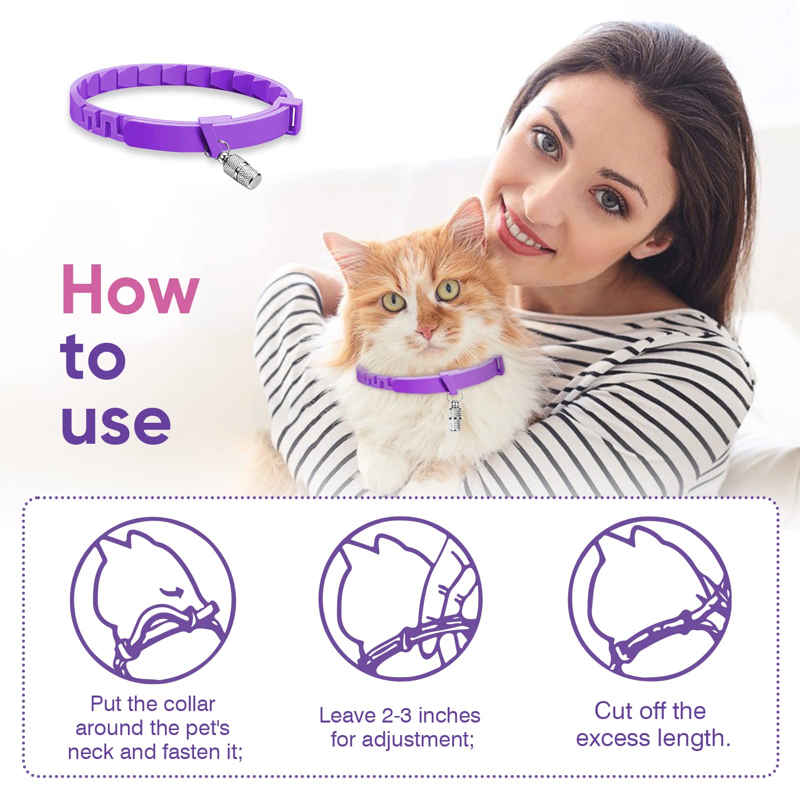 4 pcs Collares Calmantes para Gatos Collares Calmantes para Gatos Aliviar el Estrés El Collar calmante para Gatitos Contiene feromonas para aliviar el estrés Cuando Las Mascotas viajan