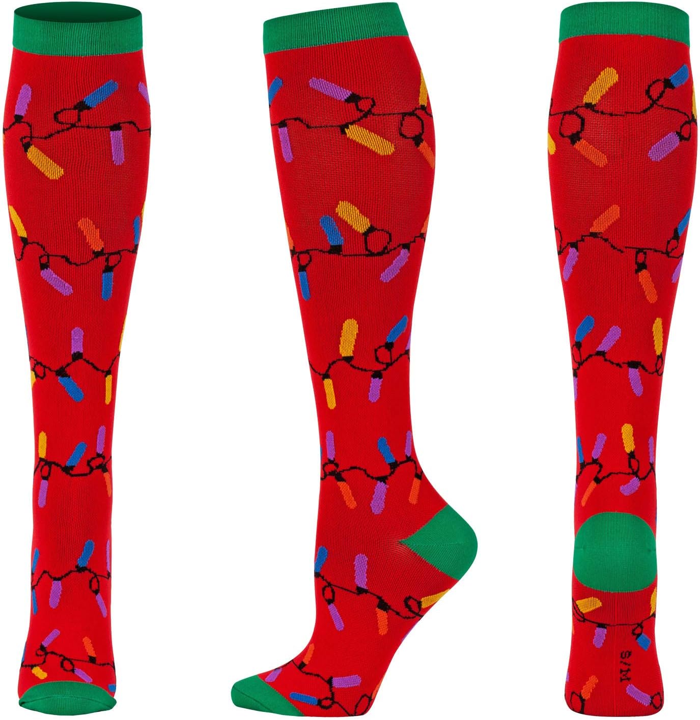 Christmas Compression Socks for Women 20-30 mmHg, Holiday Compression Socks for Nurses, Runner, Flight Travel and Prenancy