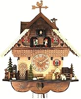 Vista 1 de Engstler Reloj de cuco de cuarzo, casa de la selva negra con picador de madera móvil y rueda de molino, con música EN 484 QMT