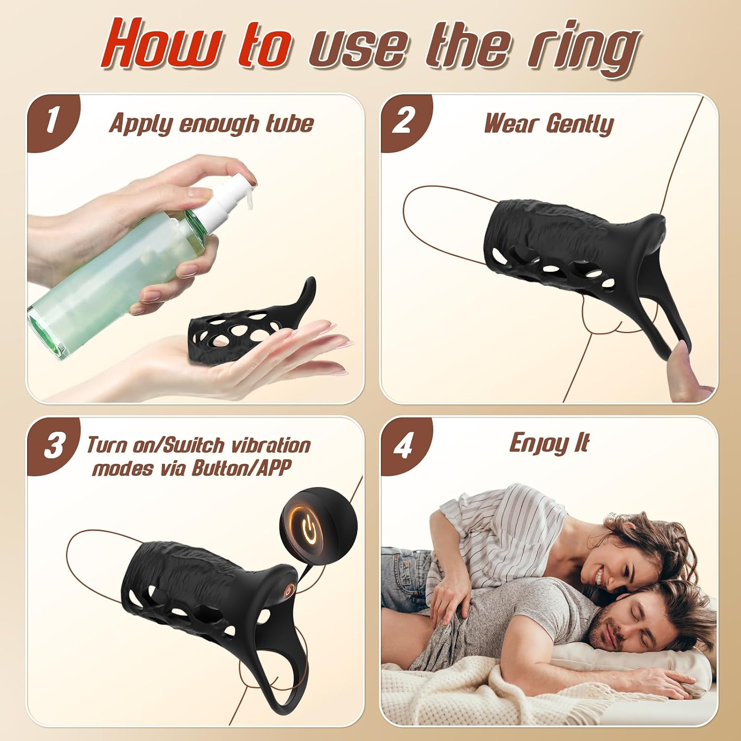 Vibrating Cock Ring Penis Sleeve - App Control Male Vibrator Penis Ring Extender Adult Couples Sex Toys for Men Penis Testicles G Spot Stimulation, Male Erection Sex Toy Men Vibrators Women Pleasure