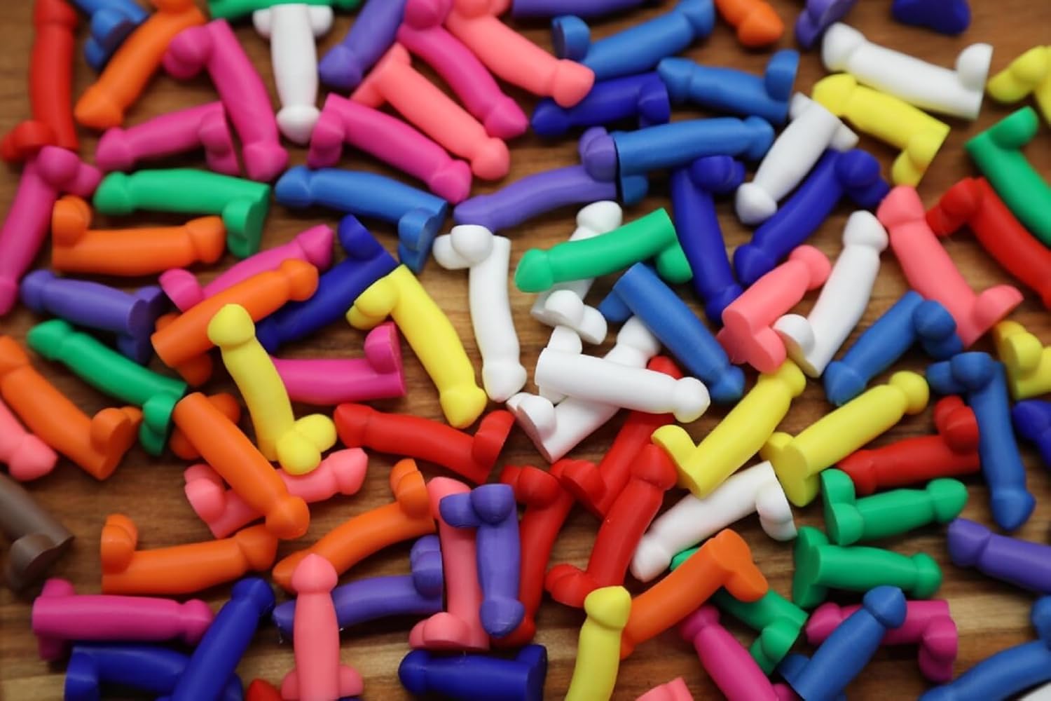 Multicolor Bag of Dicks - Tiny Penis Dick Micros Bulk for Party Favors, Bachelorette Gag Gift, Funny Prank Joke, Risque Novelty Items (Red, Package of 50)