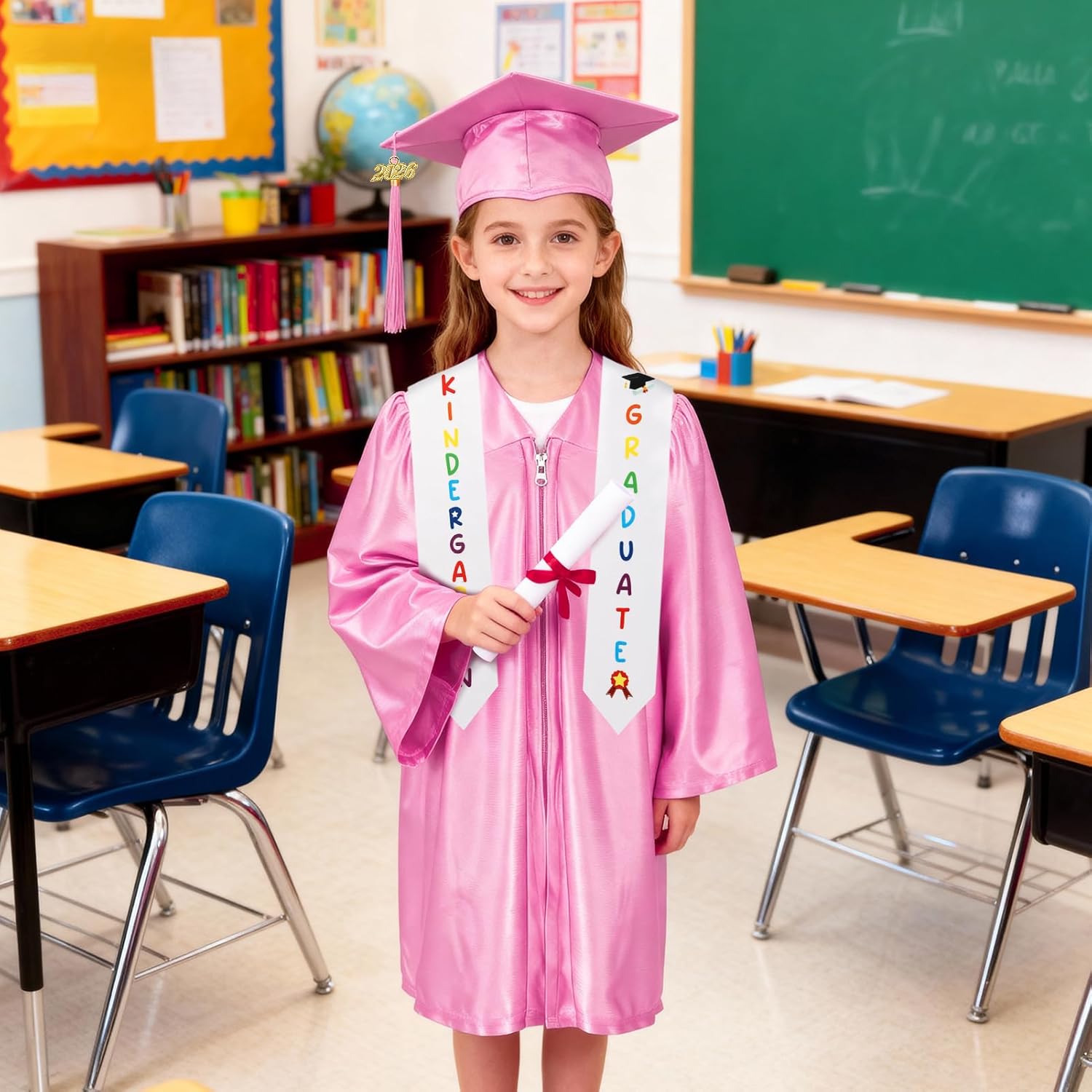 VICAMB Kindergarten Graduation Cap and Gown Set,Kids Graduation Outfit with 2026 Tassel and Sash for Boys and Girls