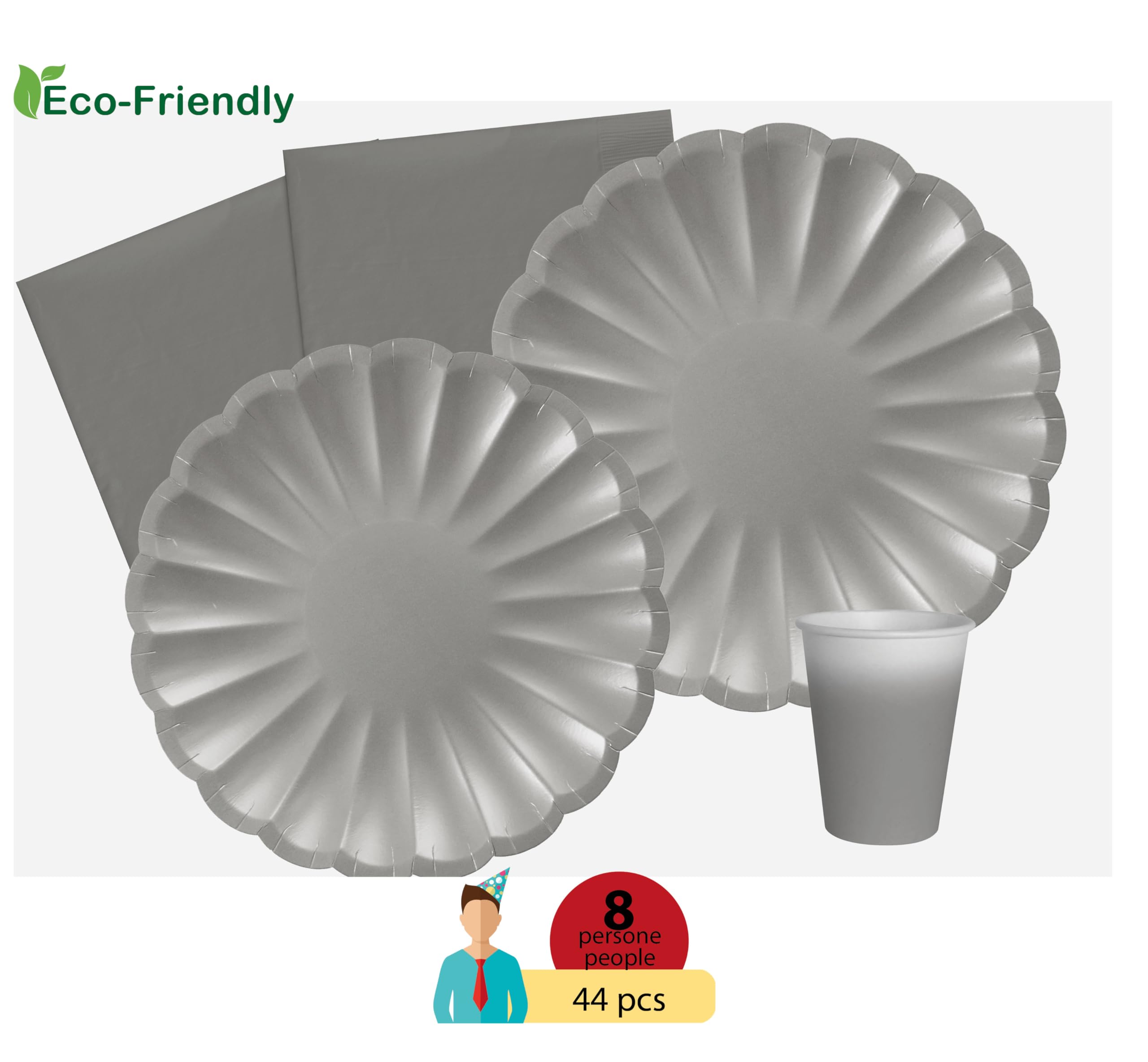 Image secondaire de Ciao Kit de Vaisselle Écologique Fête en Forme de Fleur pour 8 Personnes - 44 Pièces