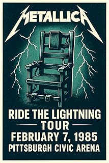 Metallica Poster, Ride the Lightning Tour, 1985, Pittsburgh Civic Arena, Art Print