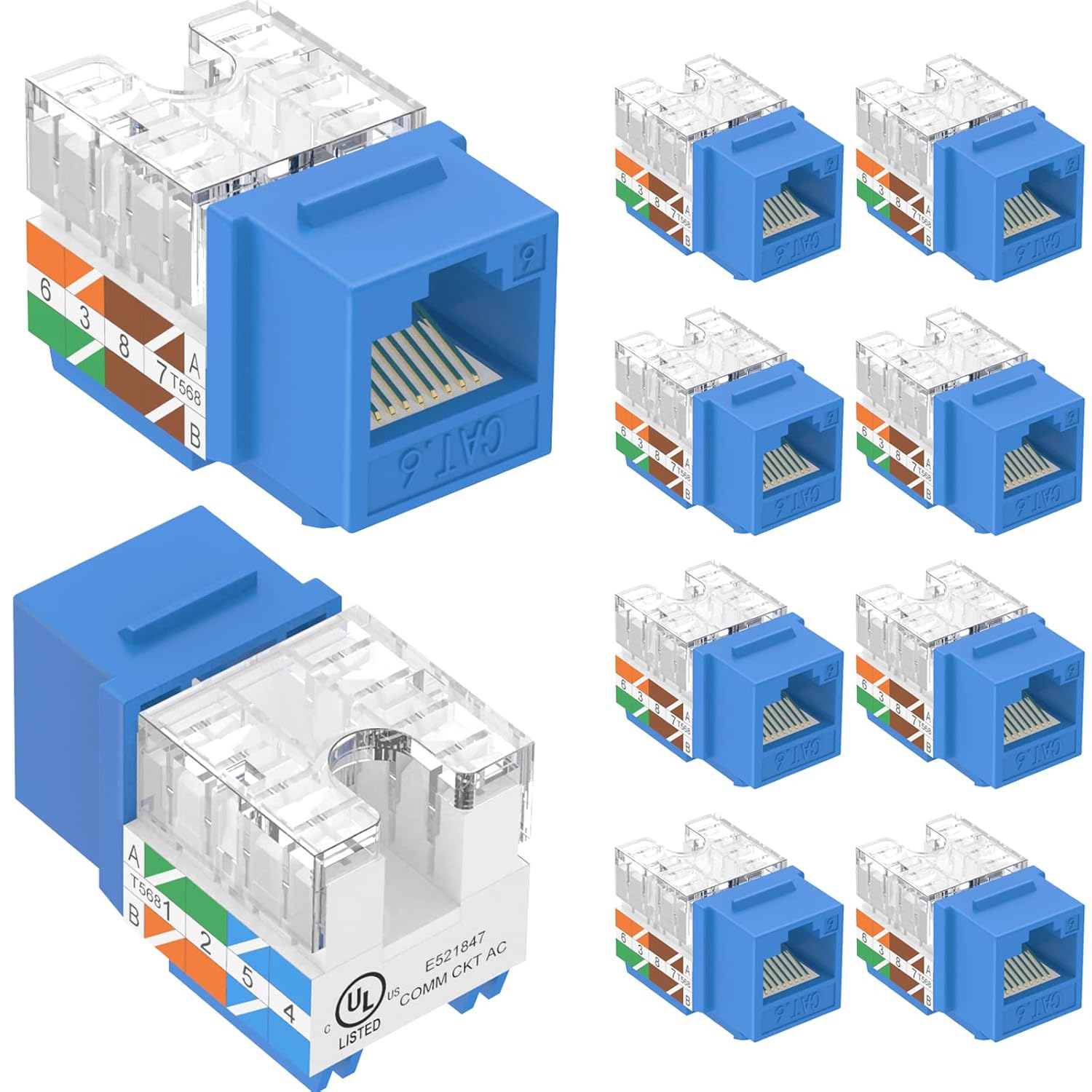 Amazon.com: VCELINK RJ45 Cat6 Keystone Jacks UL-Listed 10-Pack, Slim ...