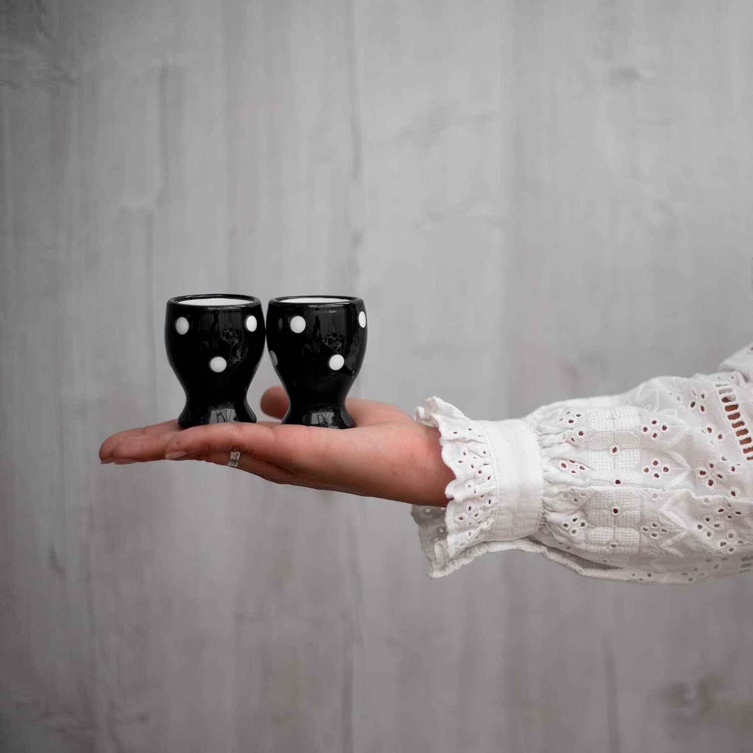 Rеvіеw Handmade Set of 2 Black and White Polka Dot Ceramic Hard, Soft Boiled Egg Cup Set, Pottery Egg Holders, Housewarming Gift by City to Cottage® Nеw Prоduсt Handmade Set of 2 Black and White Polka Dot Ceramic Hard, Soft Boiled Egg Cup Set, Pottery Egg Holders, Housewarming Gift by City to Cottage®