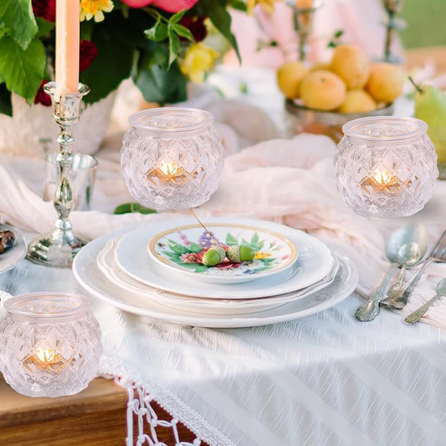 12Pcs Glass Tea Light Candle Holders - Image 4