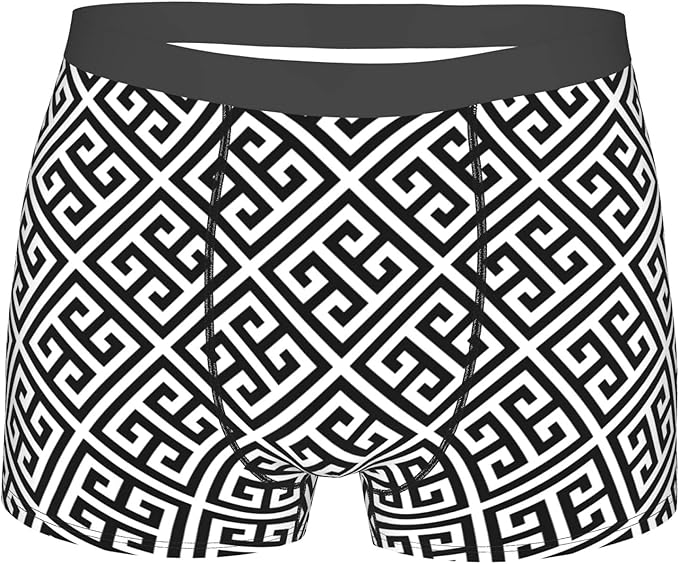 Greek Key Mens Underwear Sexy Boxer Shorts Loose Fit Boxer Briefs Large