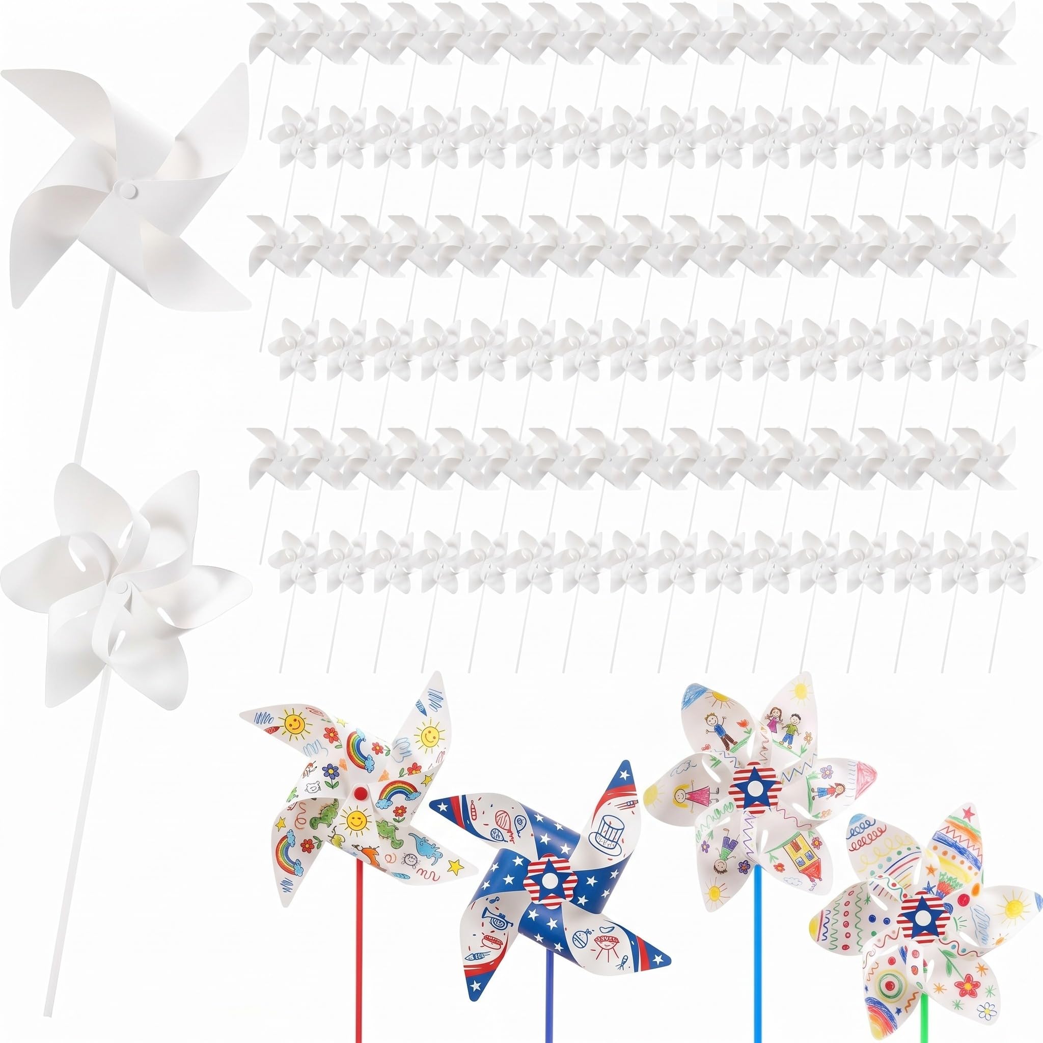 Moulin à vent en papier vierge pour école - Lot de 96 pièces pour anniversaires