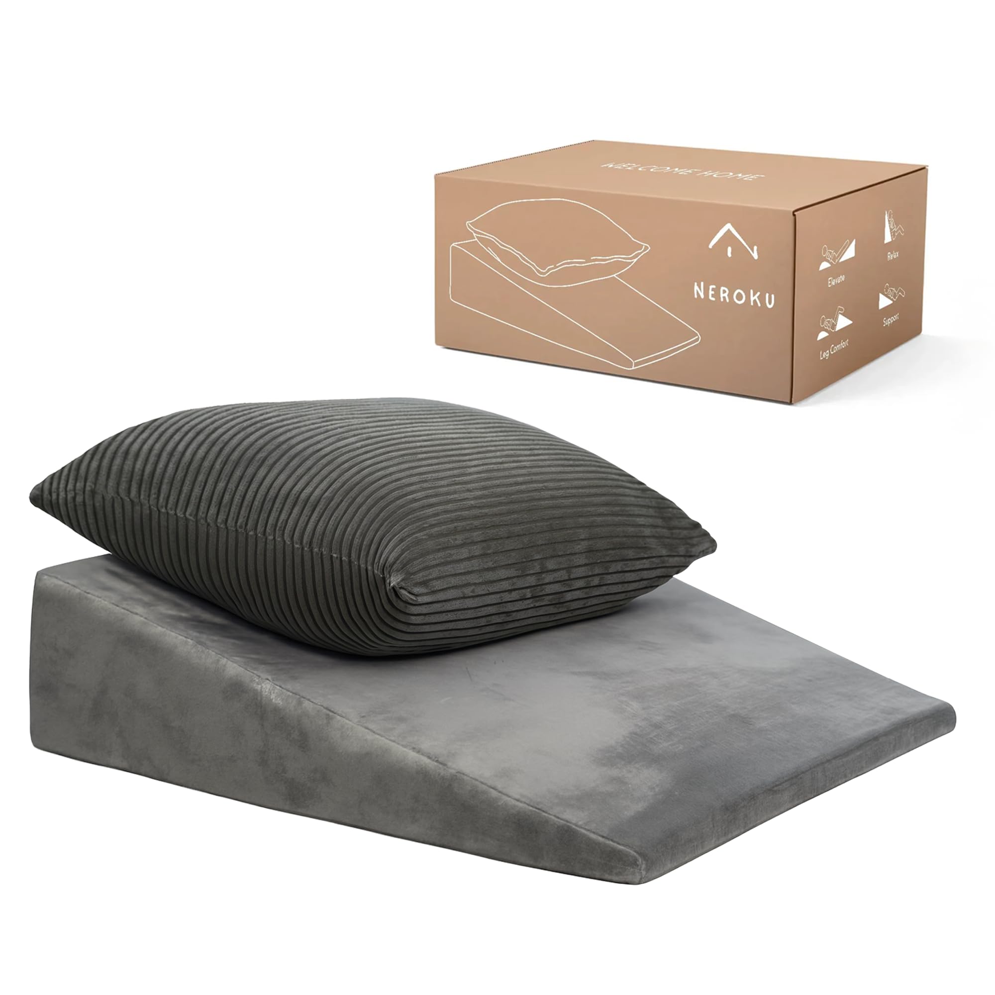 NEROKU® Cuña Antireflujo Adulto y Cojín Lectura Cama - Respaldo Cama | Almohada Cuña que Mejora Circulación y Descanso - Almohada de Lectura y Almohada Antironquidos - Cojines Cama Cojines Sofa