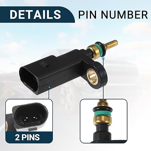 Miniatura 4 de F FIERCE CYCLE Sensor de temperatura del refrigerante para Audi A3 Durable No.04E919501C Sensor de temperatura del agua del tono dorado interior