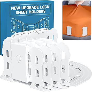 Bed Sheet Holders for Corners Lock Sheet Holders with Reinforced Clips Keep Sheets Firm and Tight,No More Loose Sheets Upgraded Extra Large Version for Twin,Full,Queen,King Size Mattresses White