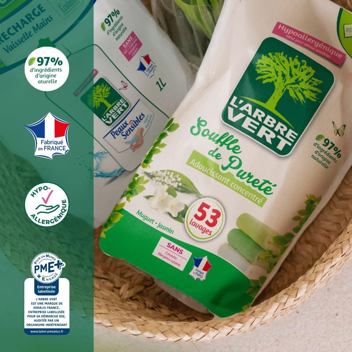 L'Arbre Vert Wkład do zmiękczacza - Purity Blow - 53 prania - 800 ml - 2 sztuki