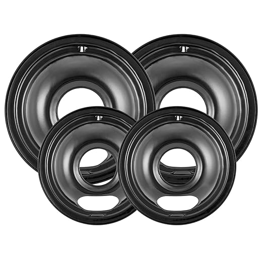 4 Pack Black Cooktop Drip Pans, Compatible with GE Hotpoint Stove. Include 2 Pcs 6'' Range Replacement Drip Pans and 2 Pcs 8 '' Burner Drip Pans for Electric Stove Top