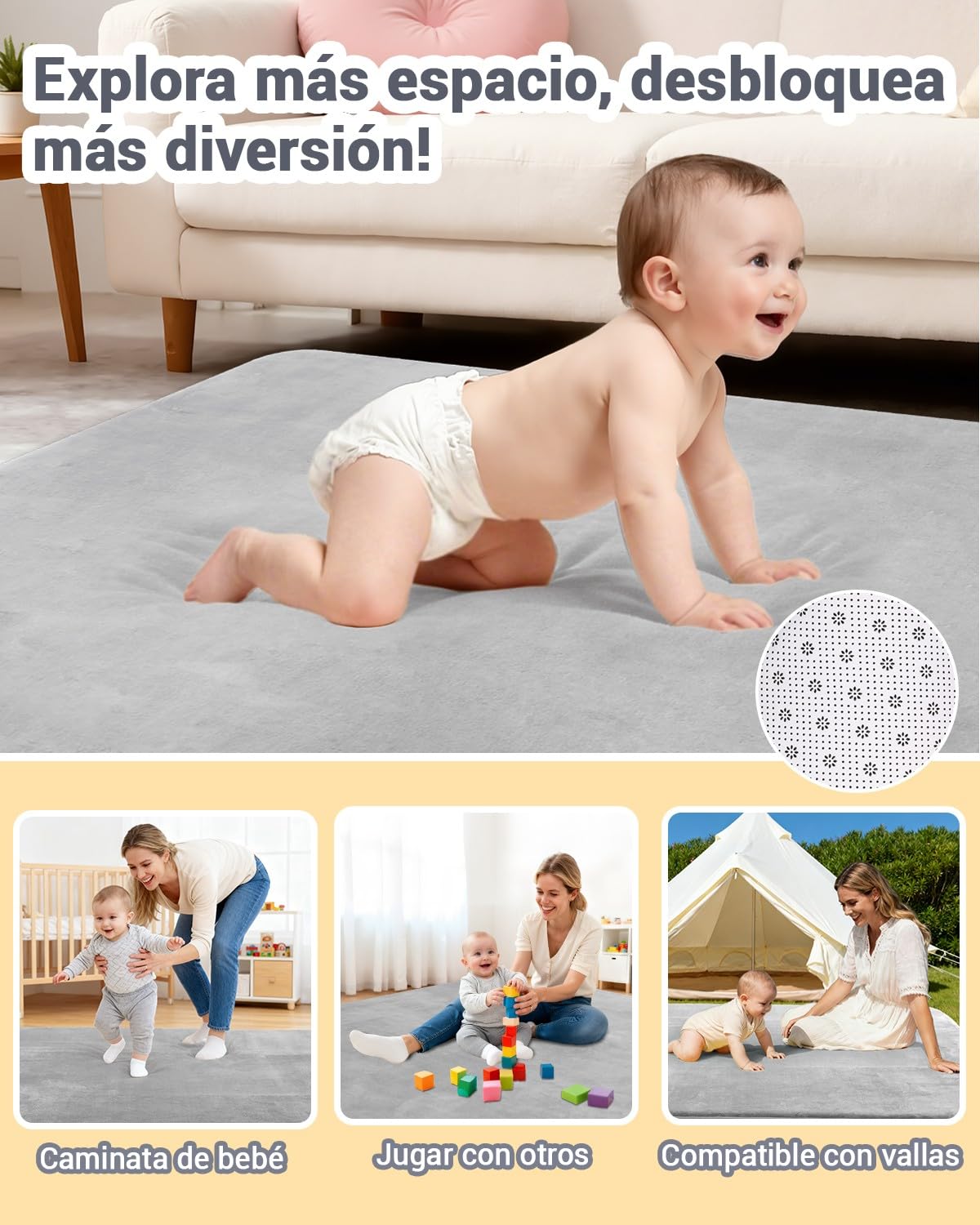 Alfombra Bebe Gruesa Antideslizante,Tapete Bebe Relleno Esponja