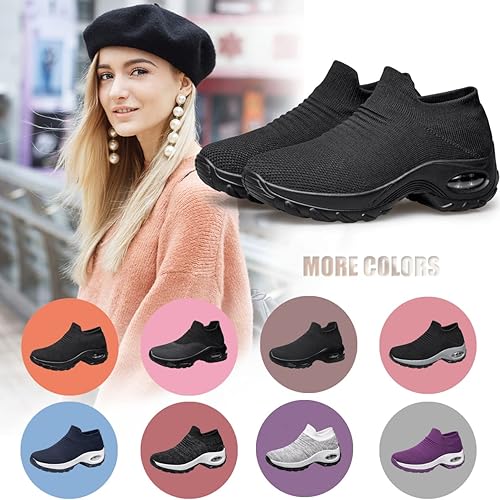 Miniatura 2 de YHOON - Zapatos de mujer tipo calcetín, con suela de malla, para caminar, deportivos, para enfermería y trabajo