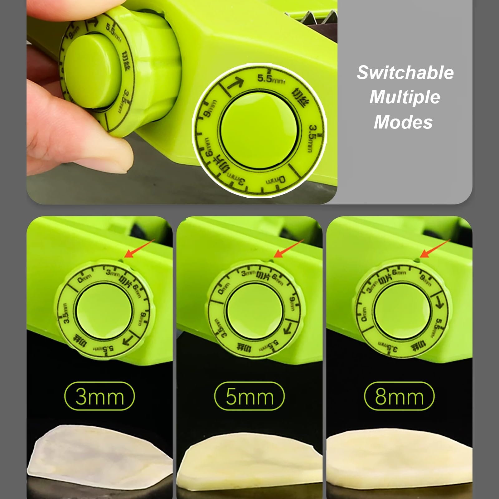 Mandolina de Cocina Ajustable, Cortador Patatas y Verduras Manual, con Protector de Seguridad y Guantes, 9 Ajustes Grosor, Juliana, Rebanada, Dados Corte Ondulado