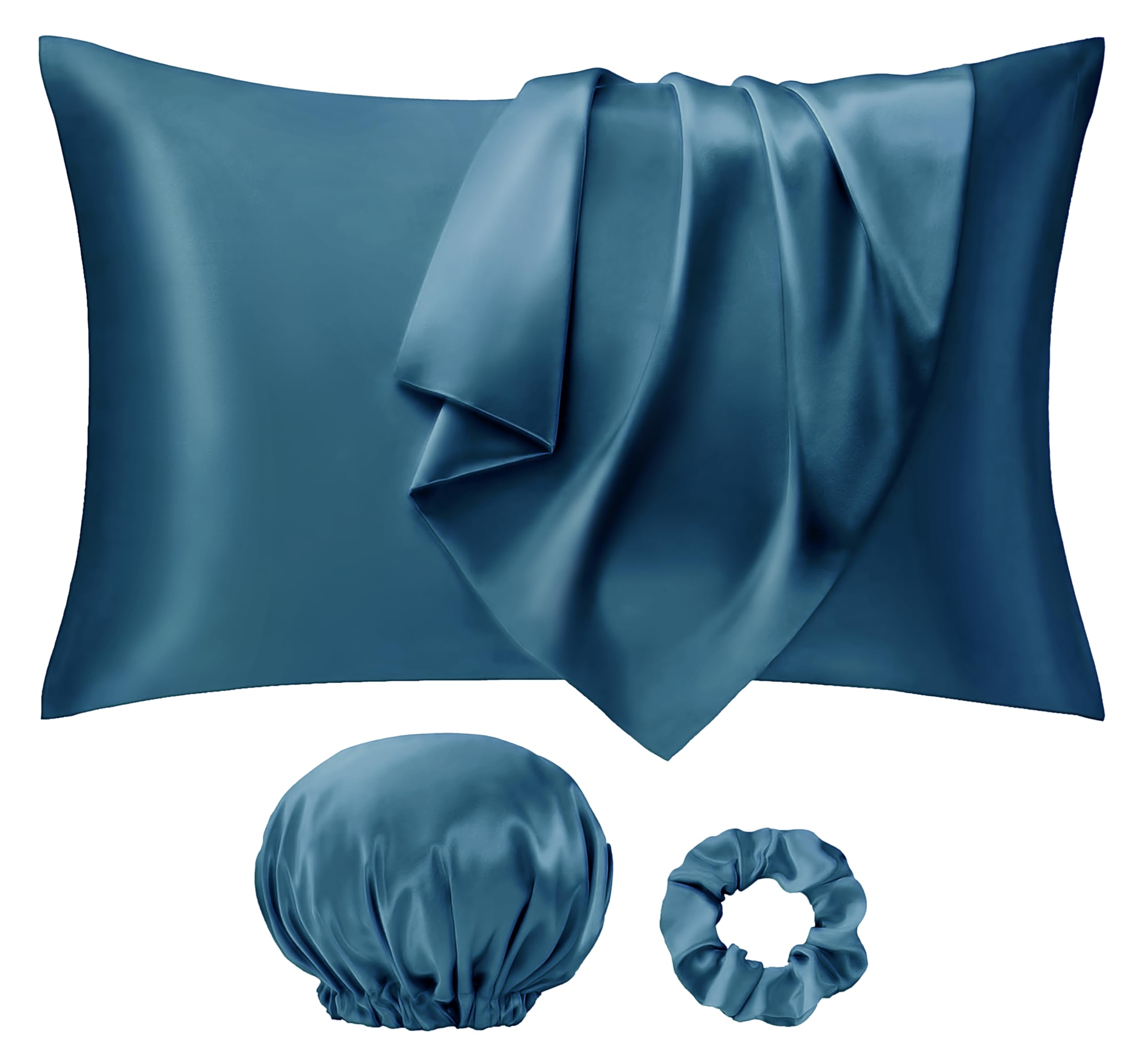 Seiwohl Satin Pillowcases for Hair and Skin 2 Pack & Satin Hair Scrunchie and Bonnet Set