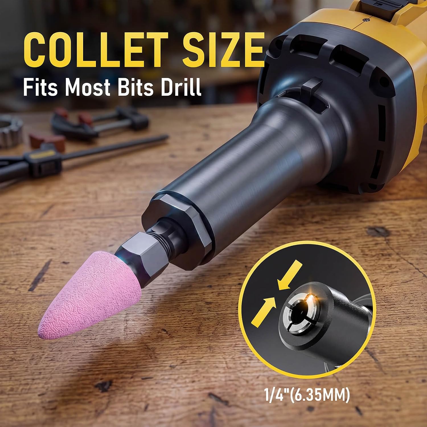 Cordless Die Grinder Compatible With Dewalt 20V MAX Battery, 26500RPM Brushless Motor with 6-Speed Control, 1/4" Collet For Metal Grinding, Wood Sanding, Weld Cleanup & Automotive Repair (NO Battery)