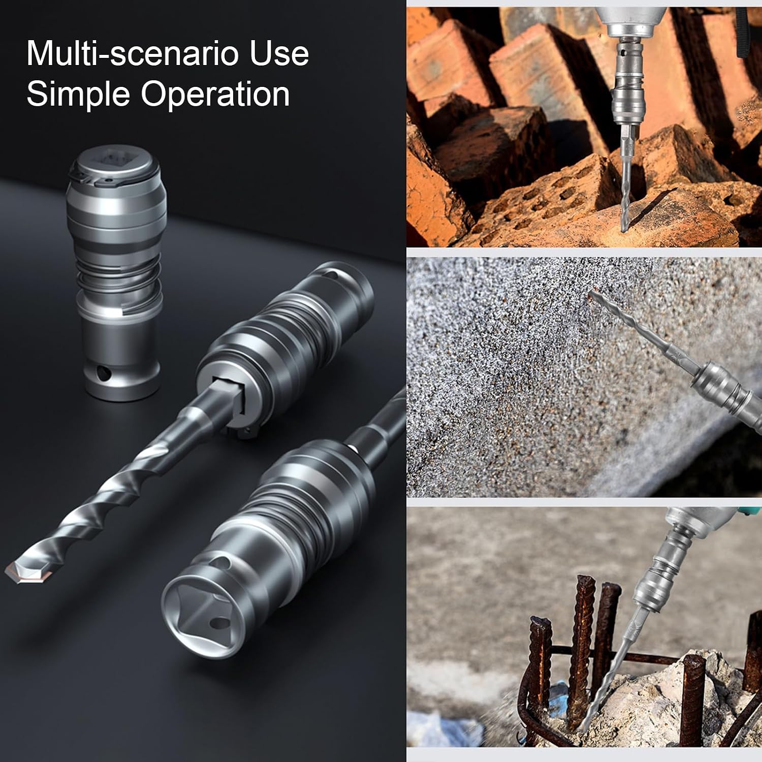 Electric Hammer Adapter Hammer Drill Adapter for Impact Electric Drill to ElectricHammerAdapter Converter for Concrete Brick Stone(Round Handle)