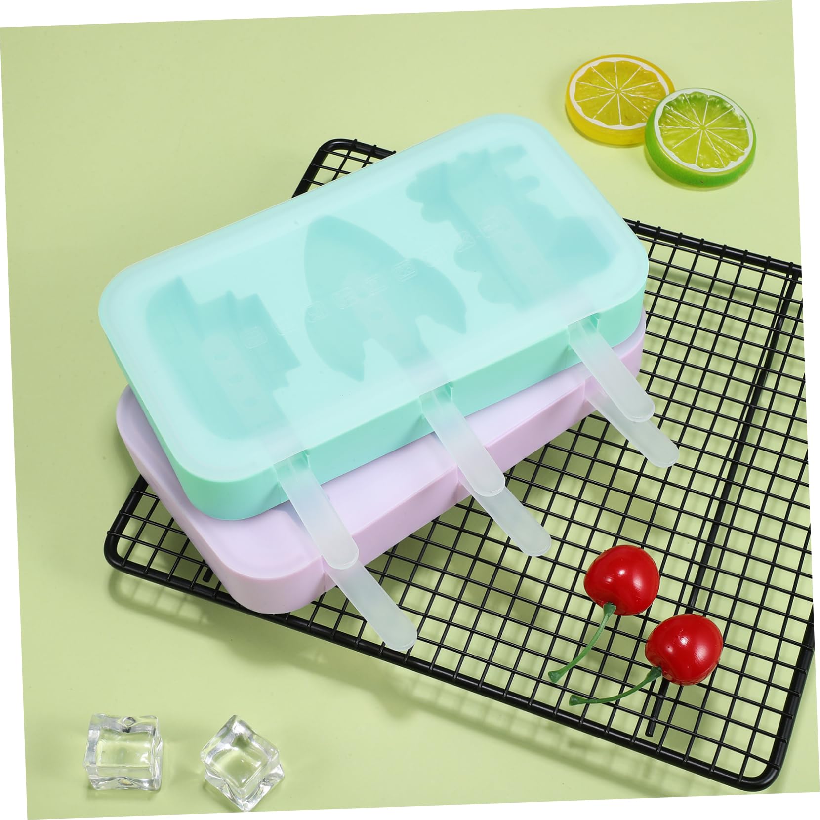 SHOWERORO Lot De 2 Moules À Glace En Silicone Pour Garçons Et Filles Modèles De Véhicules Animaux Couvercles