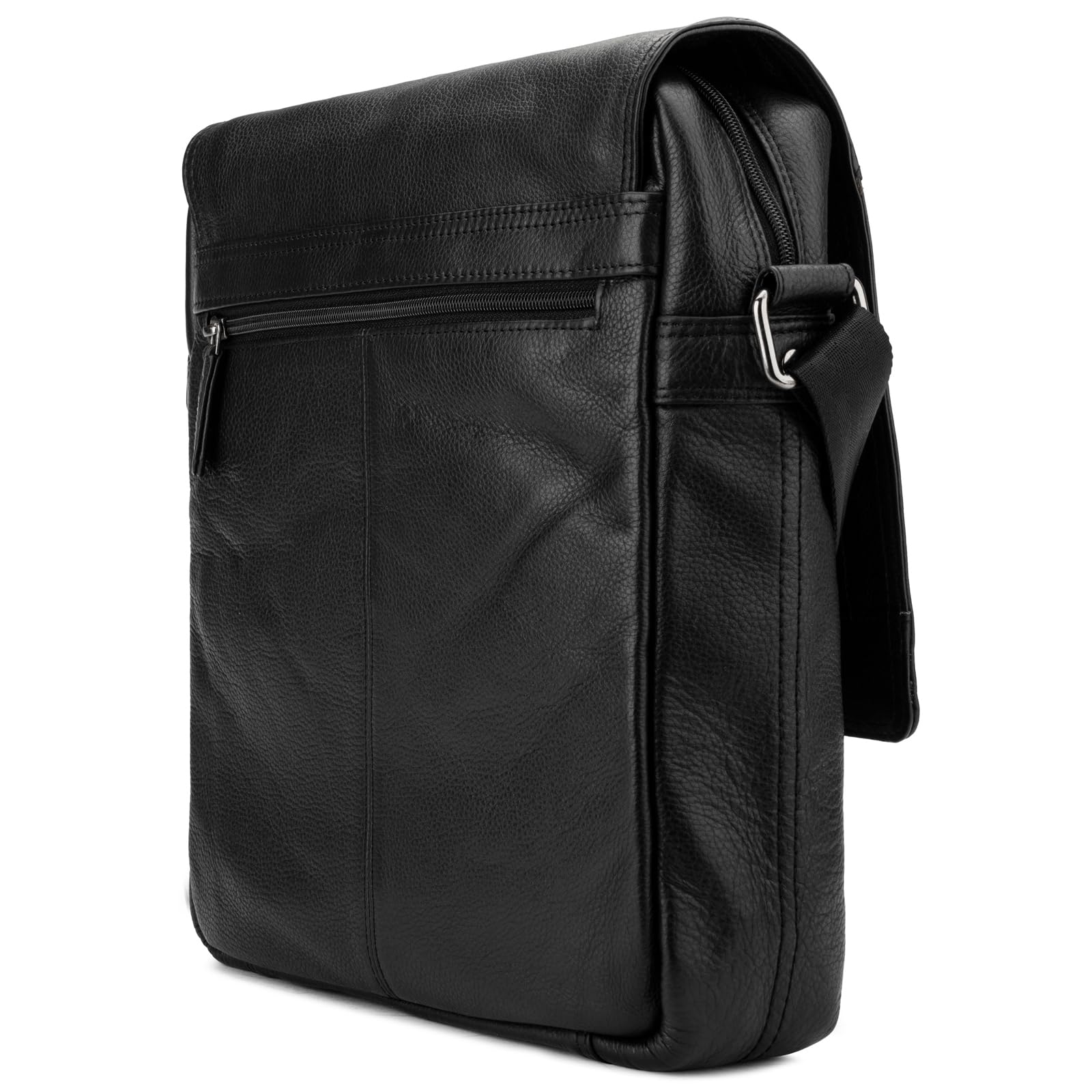 LEABAGS Borsa a Tracolla in Pelle per Uomo e Donna | Borsa per Laptop in Vera Pelle fino a 13 Pollici | Messenger Bag con Tracolla | Borsa da Lavoro, Trasporto e a Mano | Nappa Nera
