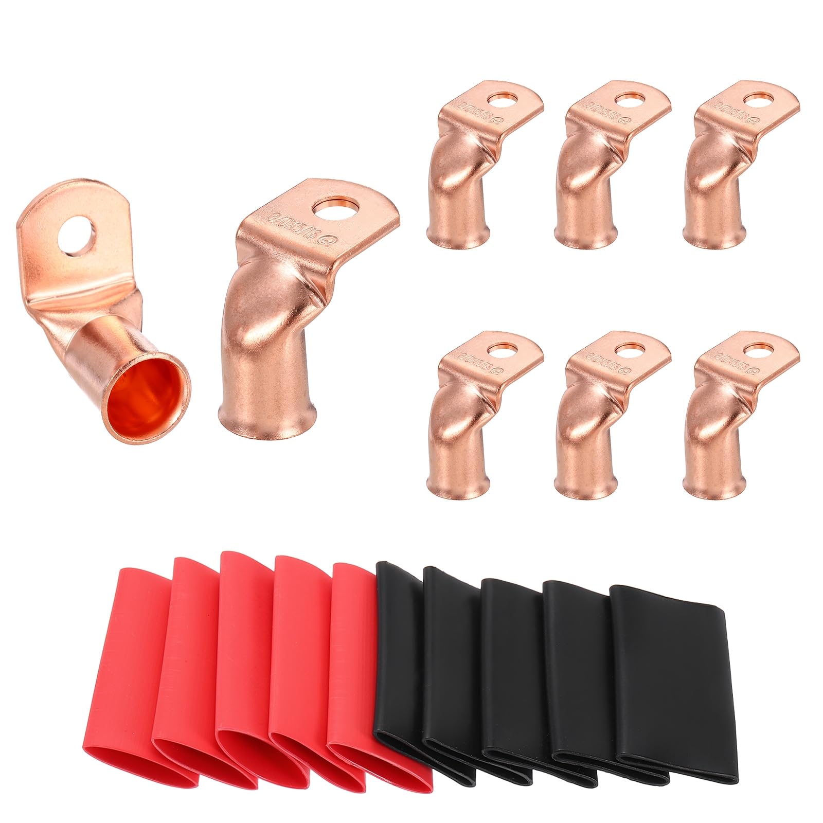 Cosses de batterie 3/0 AWG coudées 90° en cuivre pur avec gaines thermorétractables pour voiture